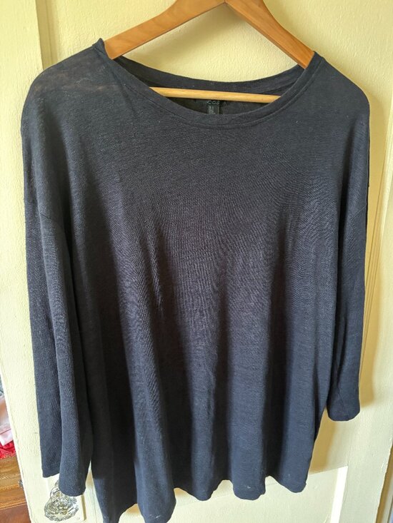 COS Sweaters - COS 100% Linen Lightweight 3/4 Sleeve Black Sweater - Size M